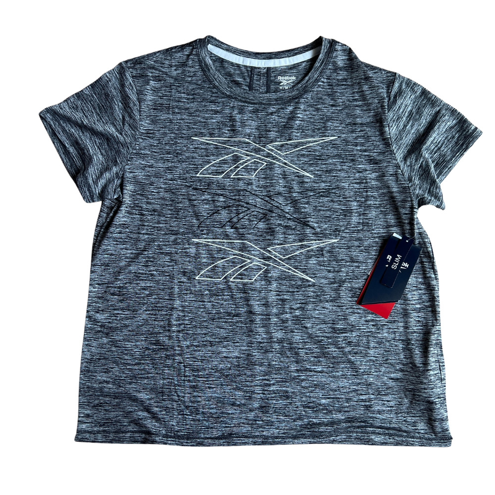 Reebok Black Heather Vector Throwback Tee Shirt NEW Size Medium